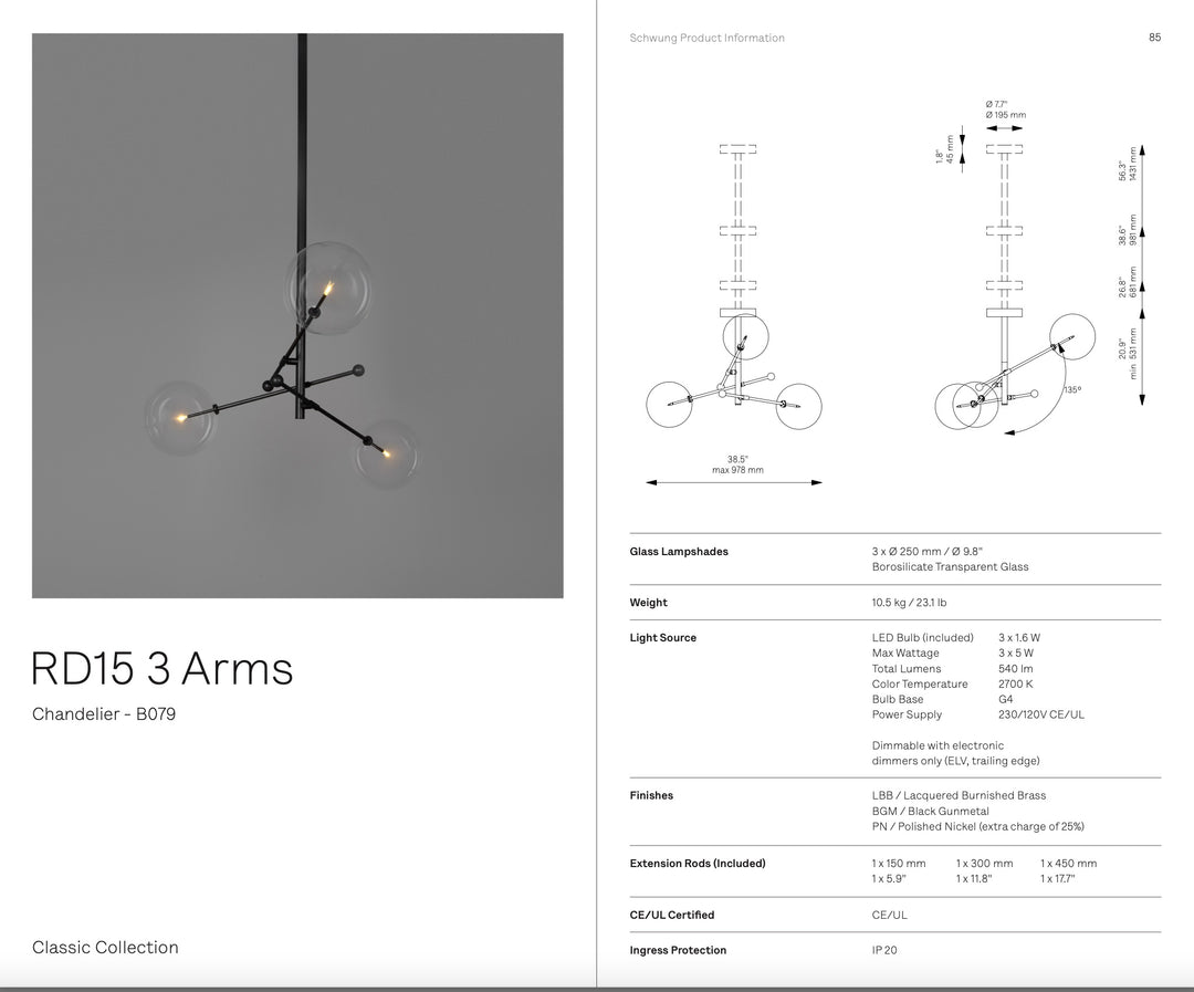 RD 15 Chandelier 3 Arms