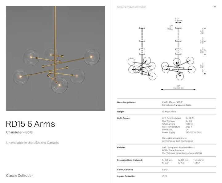 RD 15 Chandelier 6 Arms