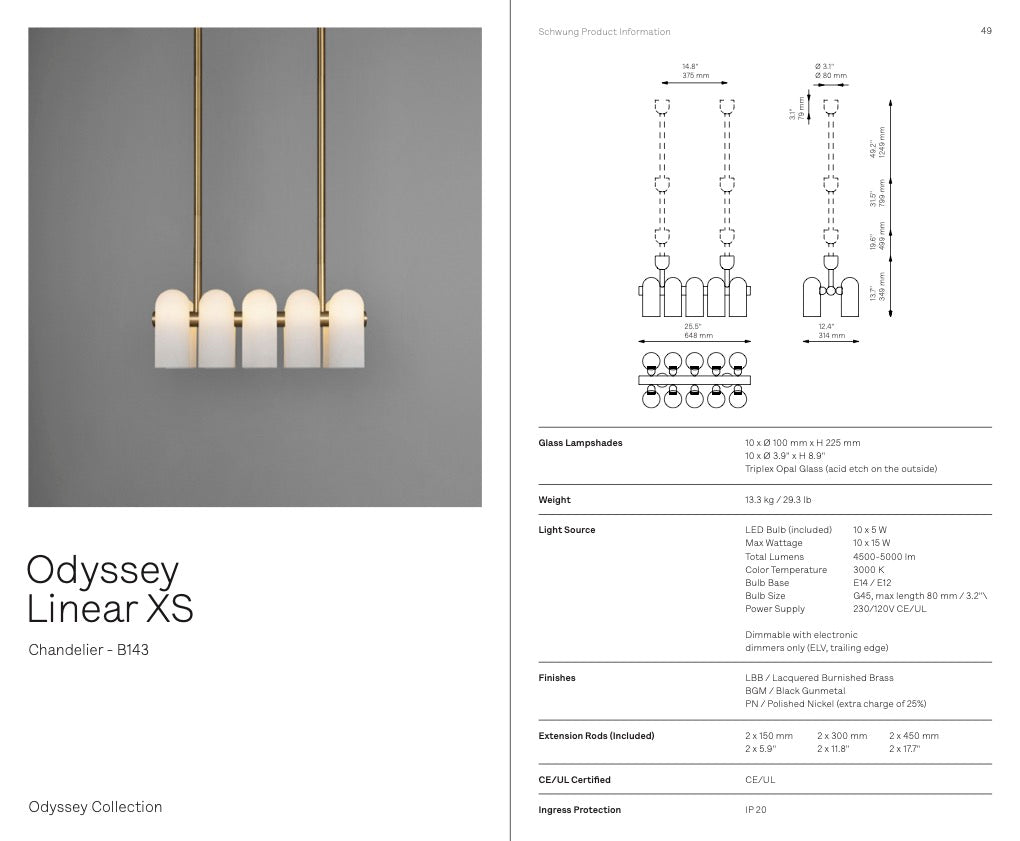 Odyssey Linear Chandelier XS