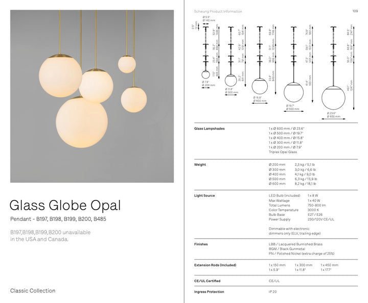 Glass Globes Pendant Opal