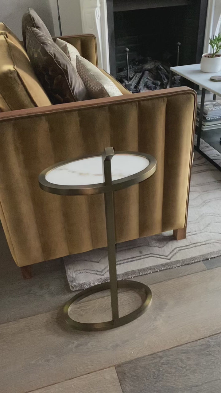 Manhattan Martini Table Antique Brass Marble Surface